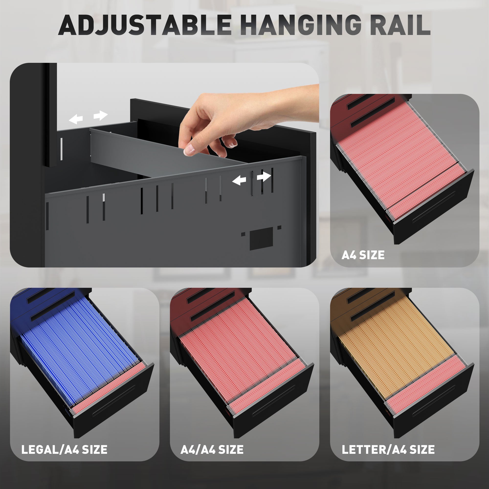 Vinsetto Three-Drawer Steel Filing Cabinet - Black